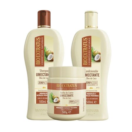 Kit-Bio-Extratus-Umectante-Óleo-de-Coco:-Shampoo-500ml,-Condicionador-500ml-e-Banho-de-Creme-500g--1
