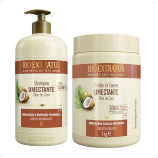 Kit Bio Extratus Umectante Óleo de Coco: Shampoo 1L e Banho de Creme 1kg