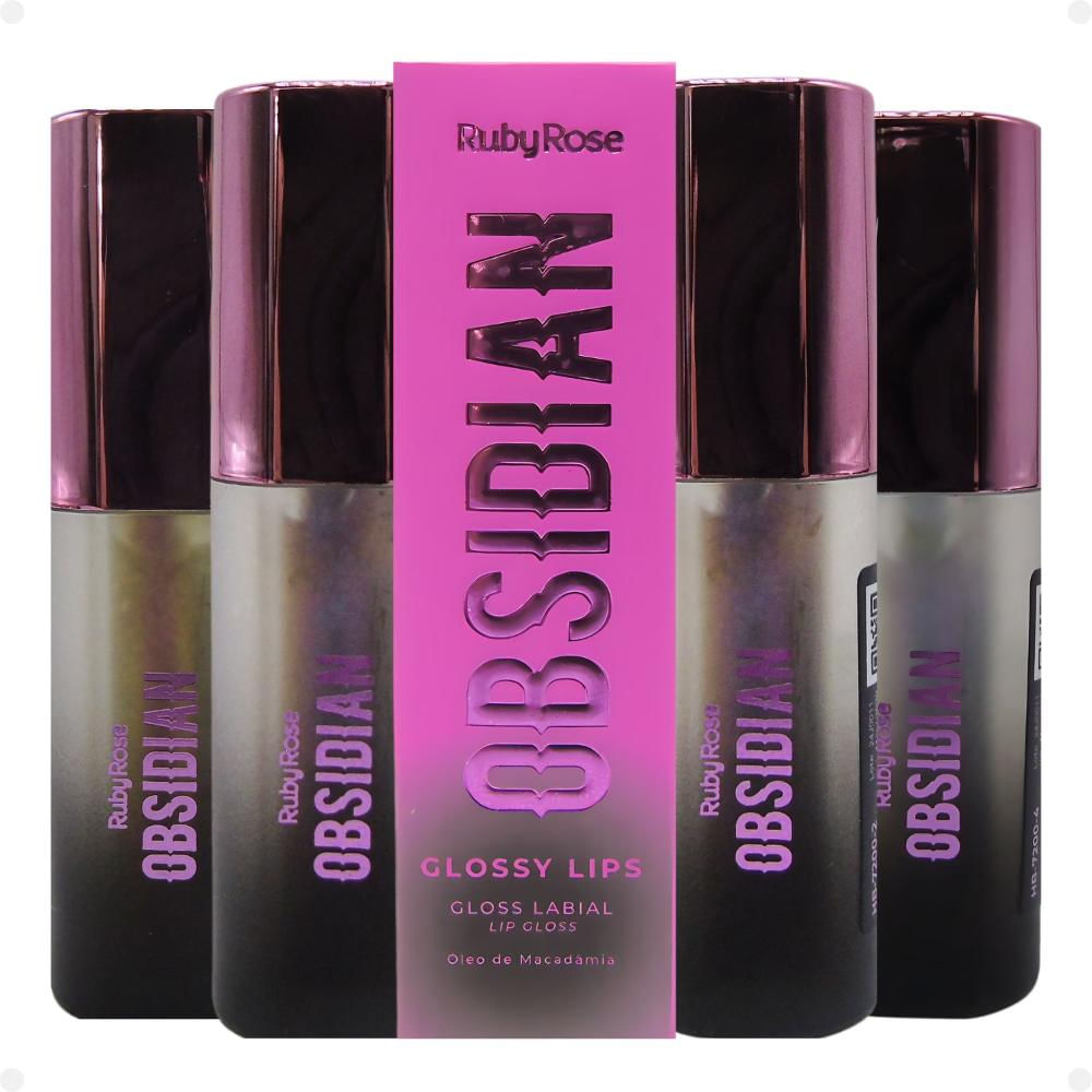 Kit Gloss Labial Ruby Rose Obsidian Glossy Lips Com 4un