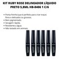 Kit Ruby Rose Delineador Líquido Preto 5,8ml