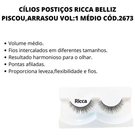 Cílios-Postiços-Ricca-Belliz-Flash-Lashes-Efeito-Máscara-Vol:1-Médio--2