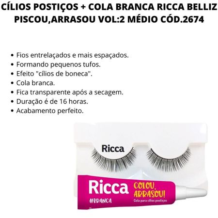 Kit-Ricca-Belliz-Piscou,arrasou-Vol:2-Médio---Cílios-Postiços-+-Cola-Branca--2