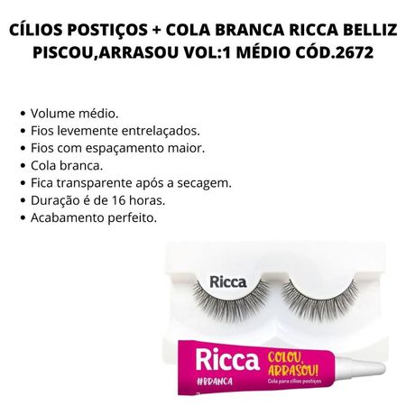 Kit-Ricca-Belliz-Piscou,arrasou-Vol:1-Médio---Cílios-Postiços-+-Cola-Branca--2