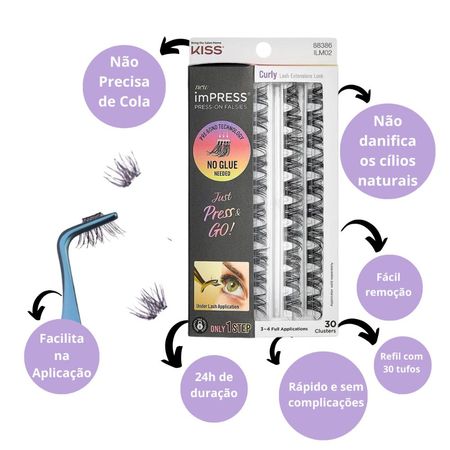 Kit-Pinça-+-Refil-Cílios-Autocolantes-Kiss-New-York-Impress-Curly--C/-30-Tufos-Ilm02--2