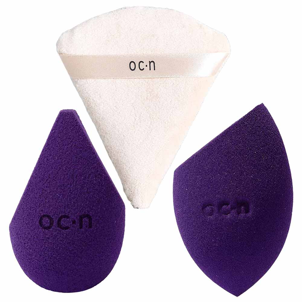 Océane Kit - Esponja Powder Puff + Esponja Flat Blend Roxa + Esponja Sister Blend Roxo