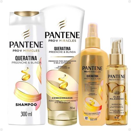 Kit-Pantene-Pro-V-Miracles-Queratina:-Shampoo-300ml,-Condicionador-250ml,-Spray-e-Óleo--1