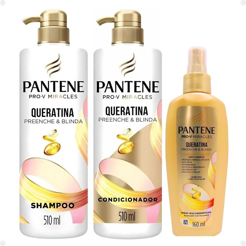 Kit Pantene Pro-V Miracles Queratina: Shampoo 510ml, Condicionador
