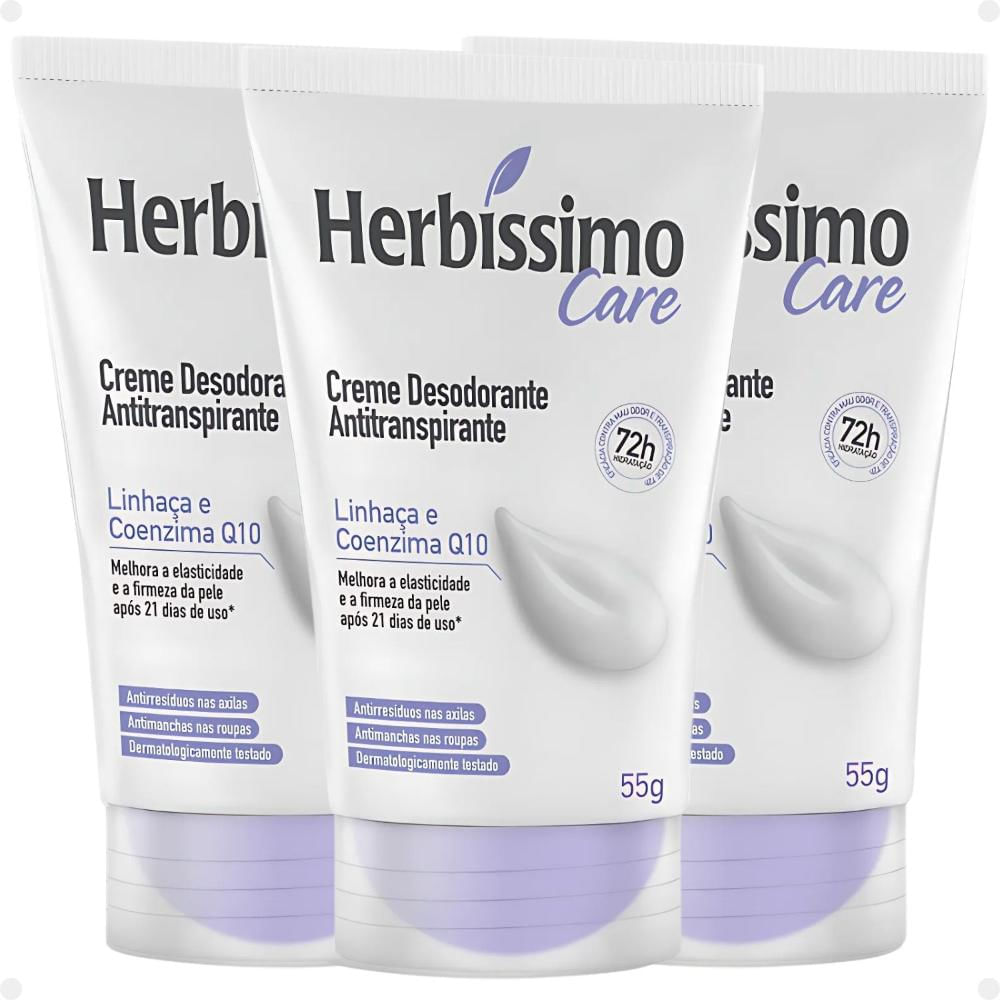 Kit Herbíssimo Care Linhaça e Coenzima Q10: 3 Cremes Desodorante