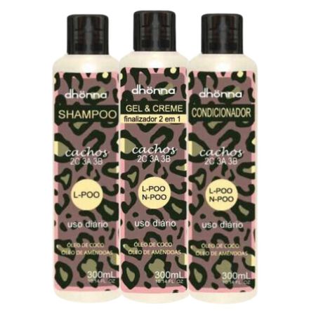 Trio-Cachos-Shampoo,-Condicionador-e-Gel-Creme---Dhonna-|-Trio-Ideal-para-Cachos-Definidos-e-Hidratados--1