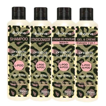 Kit-Crespos-Shampoo,-Condicionador,-Creme-e-Gel---Dhonna-|-Cachos-Definidos-e-Hidratados--1