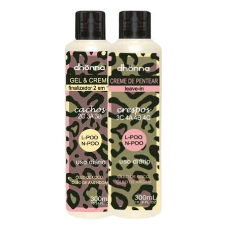Duo-Mix-Creme-de-Pentear-Crespos-e-Gel-Creme-Cachos-300mL---Dhonna-|--O-Combo-Perfeito-para-Fios-Definidos--1