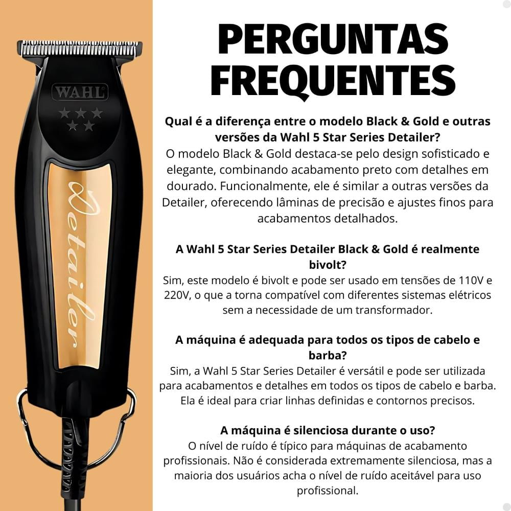 Máquina De Acabamento Wahl 5 Star Series Black & Gold Detailer