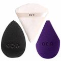 Océane Kit - Esponja Powder Puff + Esponja Sister Blend Roxo + Esponja Flat Drop Preto Kit