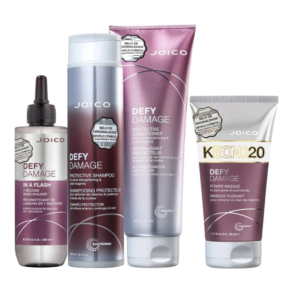 Kit Joico Defy Damage - Shampoo 300ml + Condicionador 250ml + In A Flash 200ml + KBOND20 Power Masque 150ml