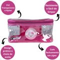 Necessaire Retangular Transparente Hello Kitty by Klass Vough Rosa Kchk-07