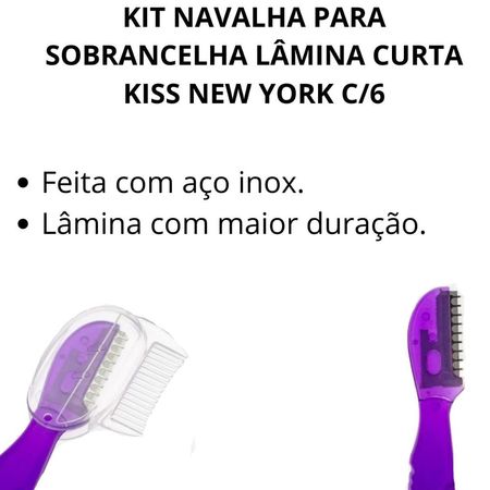 Kit-Navalha-Para-Sobrancelha-Lâmina-Curta-Kiss-New-York-C/6-Rbtb02br--2