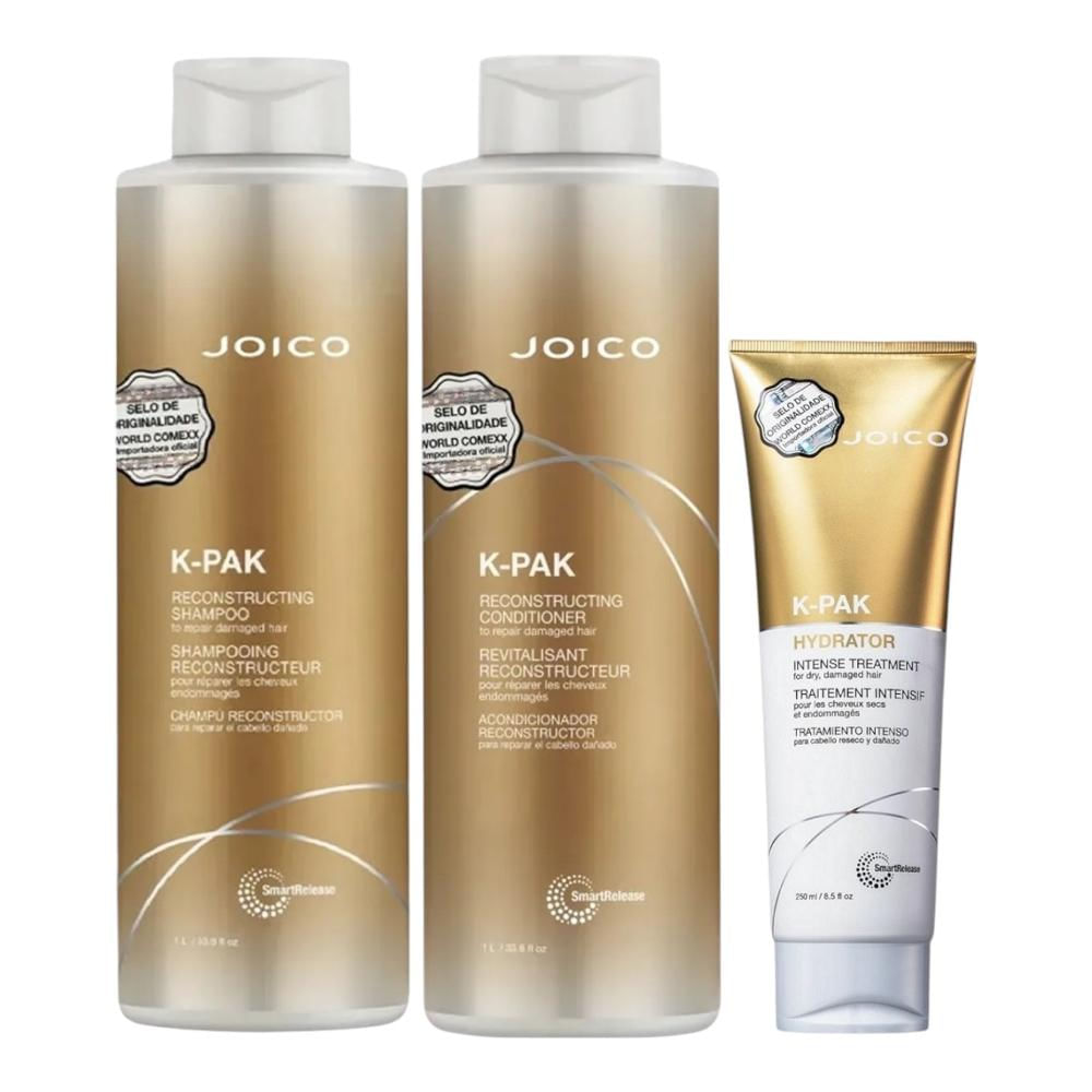 Kit Joico K-Pak - Shampoo 1L + Condicionador 1L + Máscara Hydrator 250ml