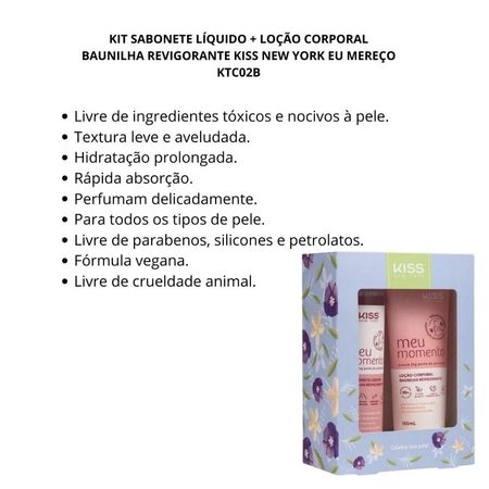 Kit-Sabonete-Líquido-+-Loção-Corporal-Baunilha-Revigorante-Kiss-New-York-Eu-Mereço-Ktc02b--2