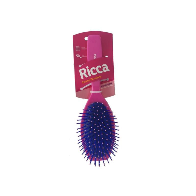 Escova Oval Almofadada Ricca Pink