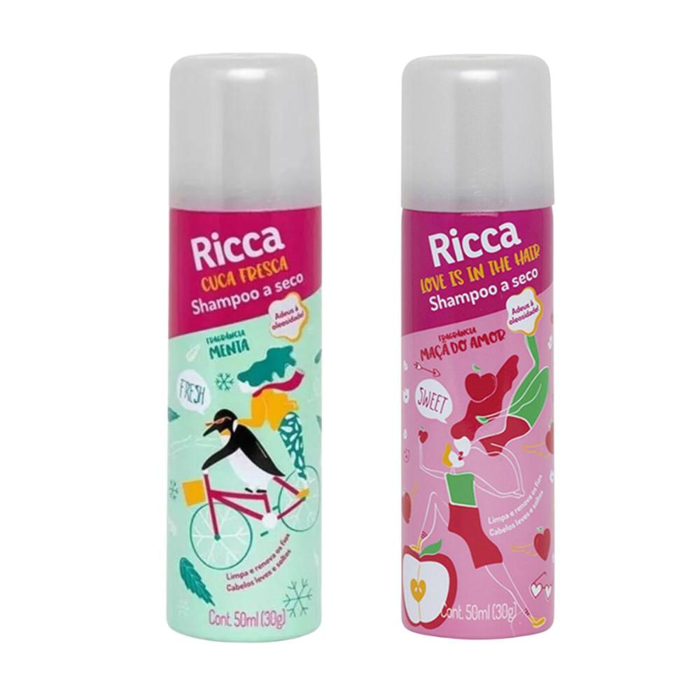 Kit Shampoo A Seco Ricca Belliz Menta + Maçã do Amor