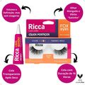Kit Cílios Postiços + Cola Branca Ricca Belliz Fox Eyes Glow Cat Vol:3 Médio Cód.2694