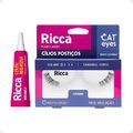 Kit Cílios Postiços + Cola Branca Ricca Belliz Cat Eyes Charm Vol:1 Curto