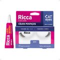 Kit Cílios Postiços + Cola Branca Ricca Belliz Cat Eyes Petit Vol:1 Curto