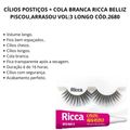 Kit Cílios Postiços + Cola Branca Ricca Belliz Piscou,arrasou Vol:3 Longo