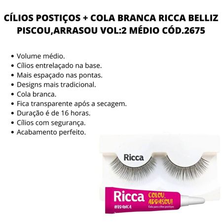 Kit-Cílios-Postiços-+-Cola-Branca-Ricca-Belliz-Piscou,arrasou-Vol:2-Médio--2