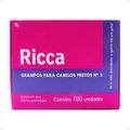 Grampos para Cabelos Pretos Ricca Nº 5 Com 100 unidades