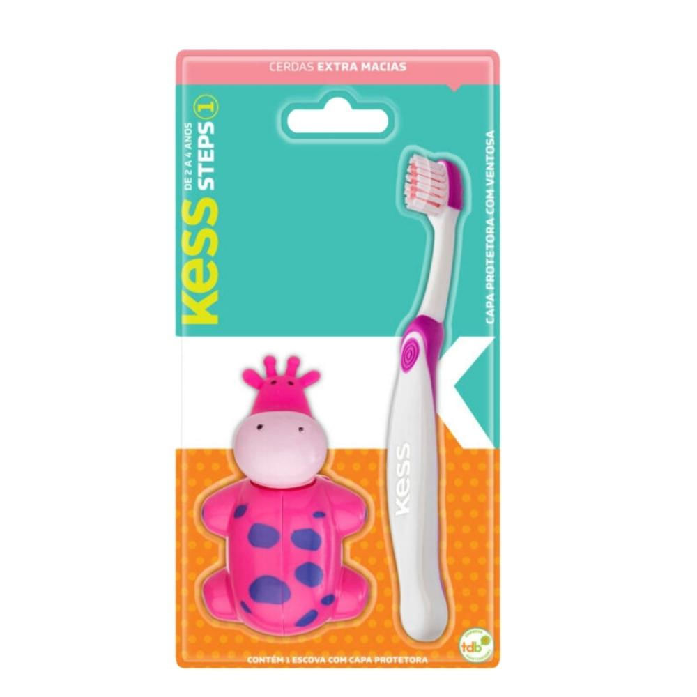 Escova Dental Com Capa Protetora Kess Belliz Rosa Cod.2037