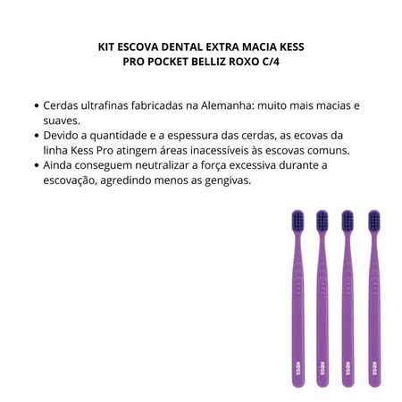 Kit-Escova-Dental-Extra-Macia-Kess-Pro-Pocket-Belliz-Roxo-C/4--2