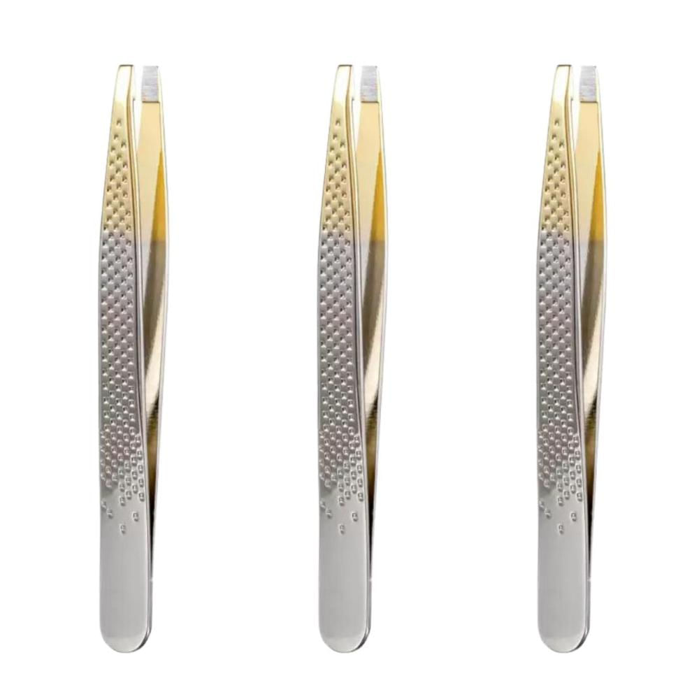 Kit Pinças Silver Gold Enox Belliz Ponta Reta