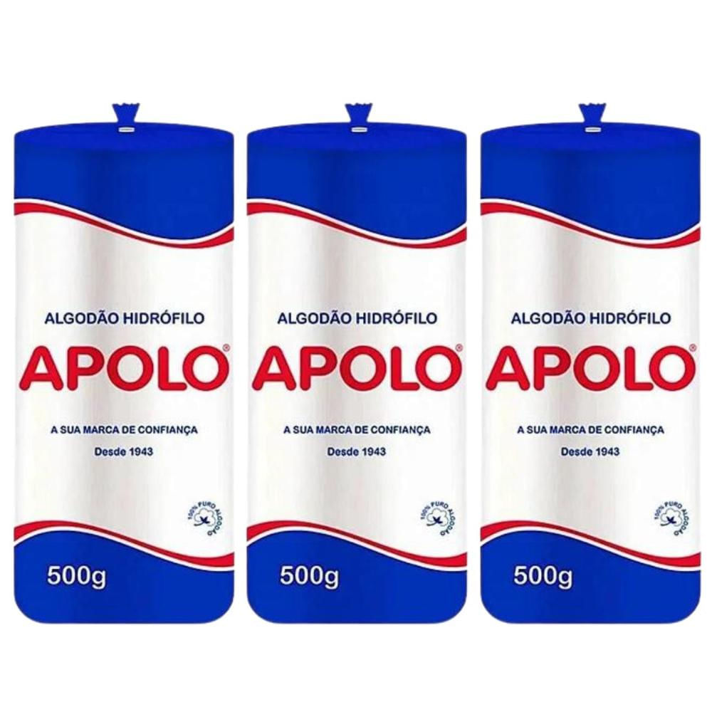 Kit Algodão Hidrófilo Apolo em Rolo 500g