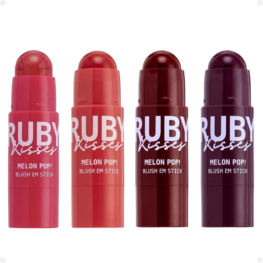 Kit Blush em Stick Ruby Kisses Melon Pop! Com 4 Unidades