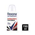 Desodorante Aerossol Antitranspirante Rexona Antibacterial + Invisible Feminino Proteção 72 Horas 150ml