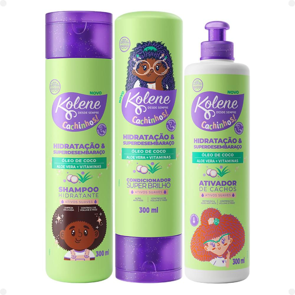 Kit Kolene Cachinhos: Shampoo, Condicionador + Ativador de Cachos 300ml