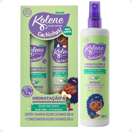 Kit-Kolene-Cachinhos:-Shampoo-300ml-+-Condicionador-200ml-+-Spray-Desembaraçante--1