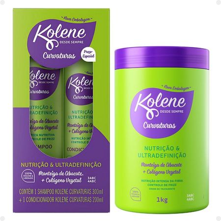 Kit-Kolene-Curvaturas-Nutrição-e-Ultradefinição:-Shampoo-300ml-e-Condicionador-200ml-+-Creme-de-Tratamento-1Kg--1