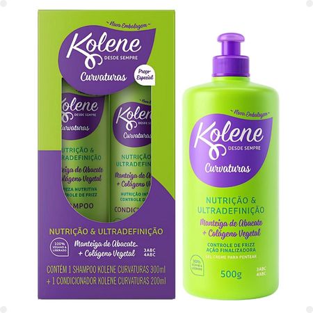 Kit-Kolene-Curvaturas-Nutrição-e-Ultradefinição:-Shampoo-300ml-+-Condicionador-200ml-+-Gel-Creme-para-Pentear-500g--1