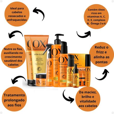 Kit-Ox-Mari-Maria-Hair-Vita-Glow:-Shampoo,-Condicionador,-Máscara,-Ampola,-Sérum,-Leave-In,-Defrizante,-Óleo,-Tônico-e-Alinhador-de-Fios--2