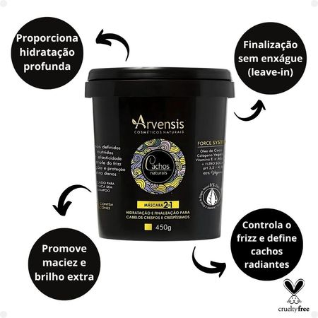Máscara-2x1-Arvensis-Cachos-Naturais-Hidratação-e-Finalização-Cabelos-Crespos-e-Crespíssimos-450g--2