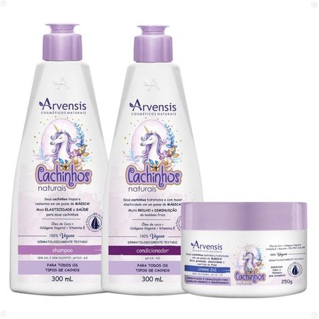 Kit-Arvensis-Cachinhos-Naturais-Cabelos-Crespos-e-Crespíssimos:-Shampoo-300ml,-Condicionador-300ml-e-Creme-2x1-250g--1