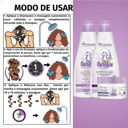 Kit-Arvensis-Cachinhos-Naturais-Cabelos-Crespos-e-Crespíssimos:-Shampoo-300ml,-Condicionador-300ml-e-Creme-2x1-250g--3