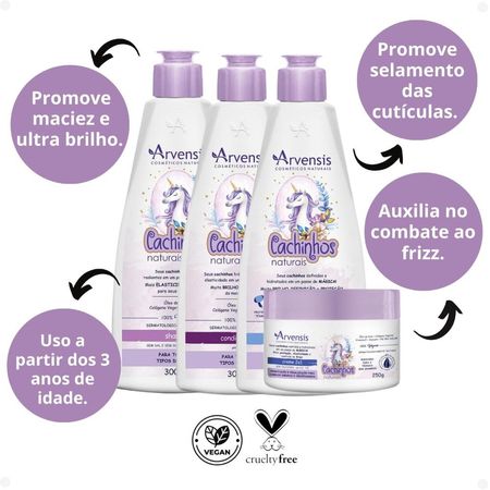 Kit-Arvensis-Cachinhos-Naturais-Cabelos-Crespos-e-Crespíssimos:-Shampoo-300ml,-Condicionador-300ml,-Creme-2x1-250g-e-Ativador-de-Cachos-300ml--2
