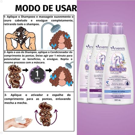 Kit-Arvensis-Cachinhos-Naturais-Cabelos-Crespos-e-Crespíssimos:-Shampoo-300ml,-Condicionador-300ml-e-Ativador-de-Cachos-300ml--3