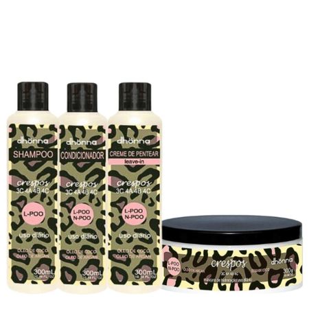 Kit-Crespos-Shampoo,-Condicionador,-Creme-de-Pentear-e-Máscara---Dhonna-|-Cachos-Definidos-e-Hidratados--1