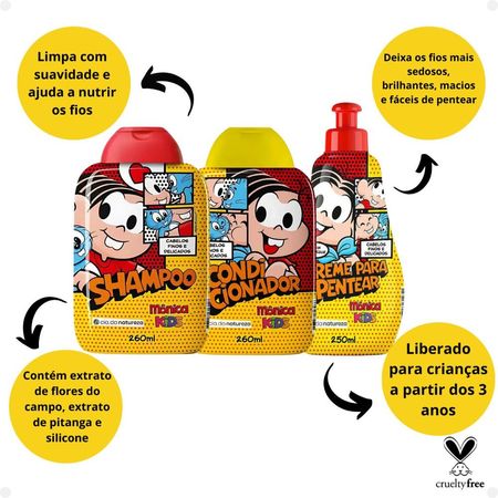 Kit-Cia-da-Natureza-Mônica-Kids-Cabelos-Finos-e-Delicados:-Shampoo,-Condicionador-e-Creme-Para-Pentear--2