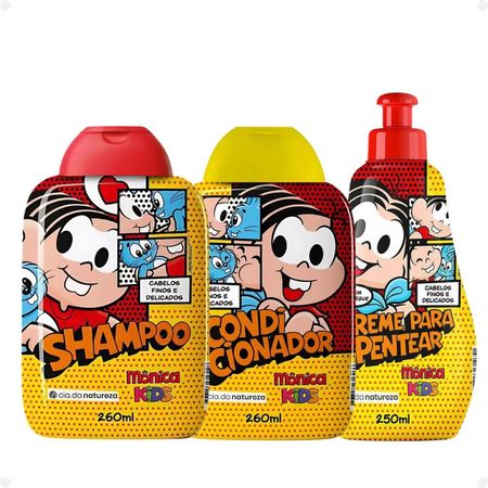 Kit-Cia-da-Natureza-Mônica-Kids-Cabelos-Finos-e-Delicados:-Shampoo,-Condicionador-e-Creme-Para-Pentear--1