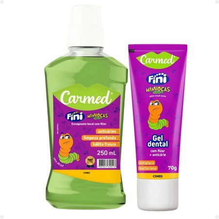 Kit-Carmed-Fini-Minhocas-Azedinhas:-Gel-Dental-70g-e-Enxaguante-Bucal-250ml--1